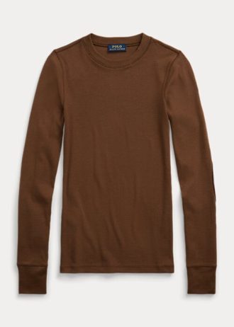 T-shirts à manches longues côtelés en daim marron Ralph Lauren pour femme T-shirts à manches longues côtelés en daim marron Ralph Lauren pour femme