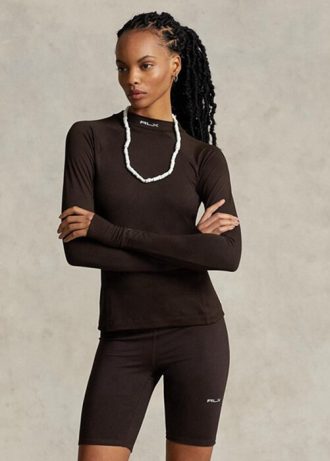 T-shirts à manches longues et col montant en jersey avec logo Ralph Lauren marron pour femme T-shirts à manches longues et col montant en jersey avec logo Ralph Lauren marron pour femme