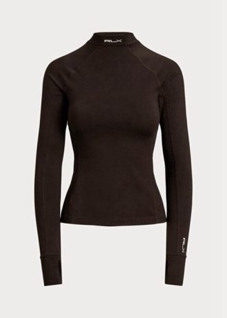 T-shirts à manches longues et col montant en jersey avec logo Ralph Lauren marron pour femme T-shirts à manches longues et col montant en jersey avec logo Ralph Lauren marron pour femme