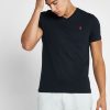 T-shirts noirs à col en V Ralph Lauren Essential pour hommes