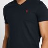 T-shirts noirs à col en V Ralph Lauren Essential pour hommes