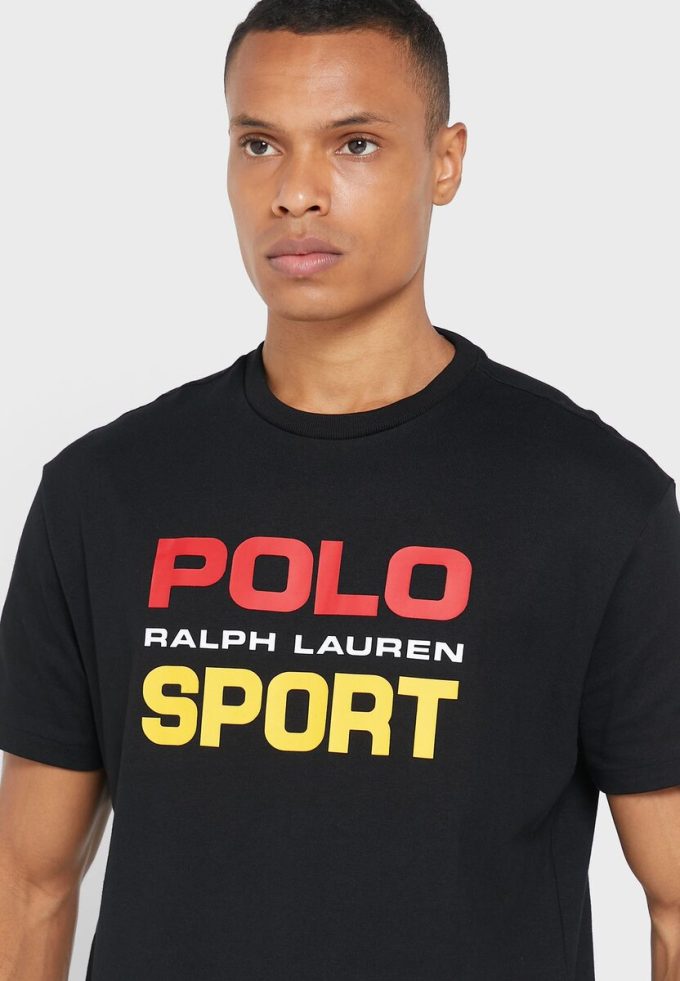 T-shirts noirs à col ras du cou avec logo Ralph Lauren pour hommes T-shirts noirs à col ras du cou avec logo Ralph Lauren pour hommes