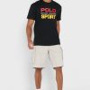 T-shirts noirs à col ras du cou avec logo Ralph Lauren pour hommes T-shirts noirs à col ras du cou avec logo Ralph Lauren pour hommes
