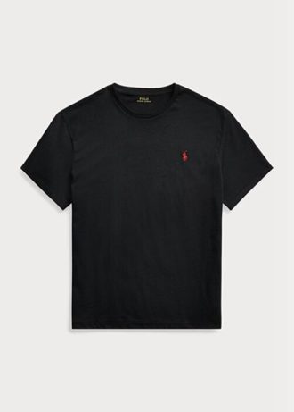 T-shirts noirs à col ras du cou en jersey coupe classique Ralph Lauren pour homme