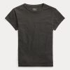 T-shirts noirs à col ras du cou en jersey de coton Ralph Lauren pour femme