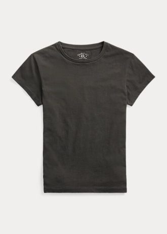 T-shirts noirs à col ras du cou en jersey de coton Ralph Lauren pour femme