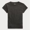T-shirts noirs à col ras du cou en jersey de coton Ralph Lauren pour femme