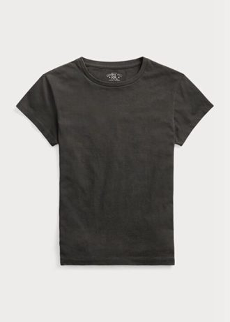 T-shirts noirs à col ras du cou en jersey de coton Ralph Lauren pour femme