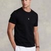 T-shirts noirs à col ras du cou et coupe slim pour homme Ralph Lauren