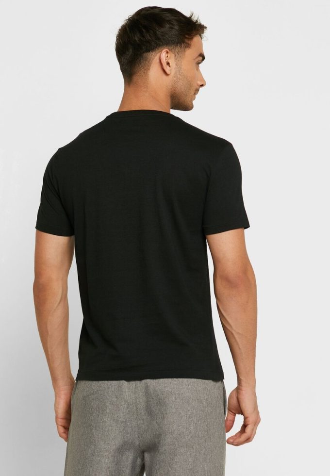 T-shirts noirs à col ras du cou et logo brodé Ralph Lauren pour homme