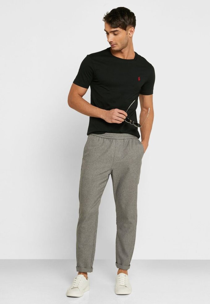 T-shirts noirs à col ras du cou et logo brodé Ralph Lauren pour homme