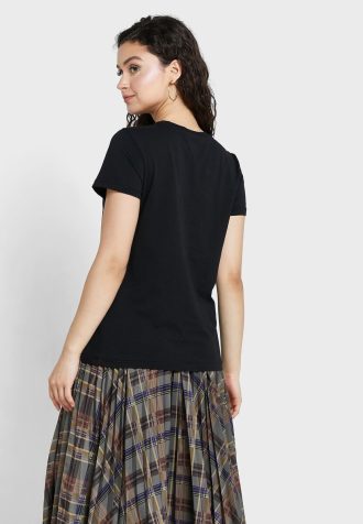 T-shirts noirs à col rond et logo Ralph Lauren pour femmes