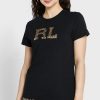 T-shirts noirs à col rond et logo Ralph Lauren pour femmes T-shirts noirs à col rond et logo Ralph Lauren pour femmes