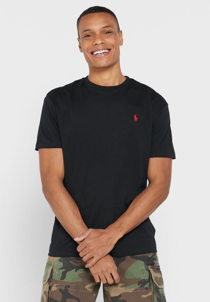 T-shirts noirs à col rond Ralph Lauren Essential pour hommes