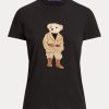 T-shirts noirs en coton Ralph Lauren Safari Polo Bear pour femmes T-shirts noirs en coton Ralph Lauren Safari Polo Bear pour femmes