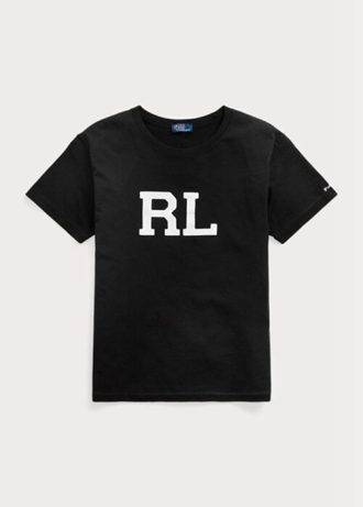 T-shirts noirs en jersey avec logo Ralph Lauren RL pour femmes