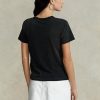 T-shirts noirs en jersey avec logo Ralph Lauren RL pour femmes T-shirts noirs en jersey avec logo Ralph Lauren RL pour femmes