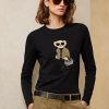 T-shirts noirs à manches longues en coton Ralph Lauren Utility Bear pour femmes T-shirts noirs à manches longues en coton Ralph Lauren Utility Bear pour femmes