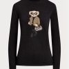 T-shirts noirs à manches longues en coton Ralph Lauren Utility Bear pour femmes T-shirts noirs à manches longues en coton Ralph Lauren Utility Bear pour femmes