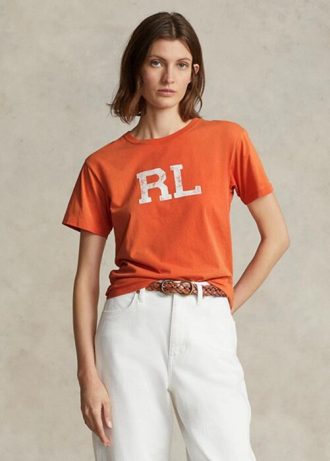 T-shirts orange en jersey avec logo Ralph Lauren RL pour femme