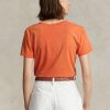 T-shirts orange en jersey avec logo Ralph Lauren RL pour femme T-shirts orange en jersey avec logo Ralph Lauren RL pour femme