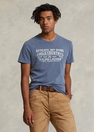 T-shirts Polo Country bleus Ralph Lauren pour hommes, coupe ajustée et personnalisée