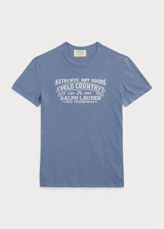 T-shirts Polo Country bleus Ralph Lauren pour hommes, coupe ajustée et personnalisée