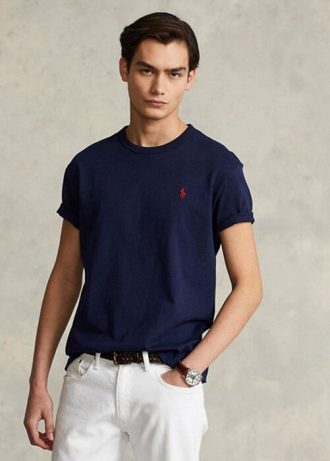 T-shirts Ralph Lauren bleu marine en jersey épais coupe classique pour homme