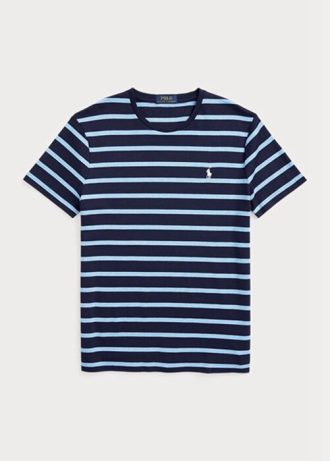T-shirts Ralph Lauren Slim rayés en coton doux bleu marine pour homme