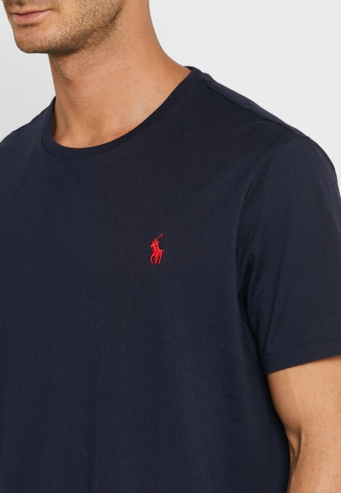 T-shirts ras du cou bleu marine avec logo brodé Ralph Lauren pour homme