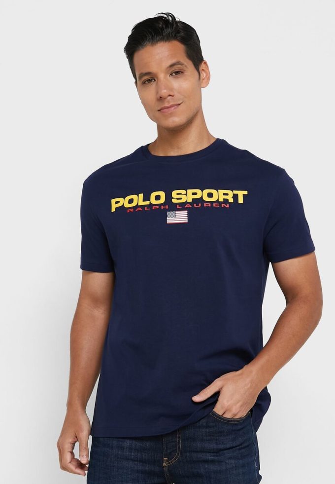 T-shirts ras du cou bleu marine avec logo Ralph Lauren pour homme