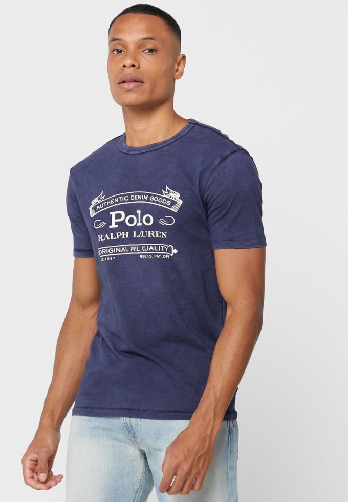 T-shirts ras du cou bleu marine avec logo Ralph Lauren pour homme