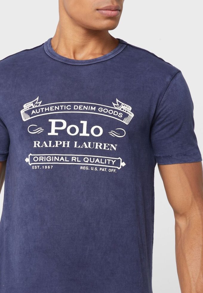 T-shirts ras du cou bleu marine avec logo Ralph Lauren pour homme