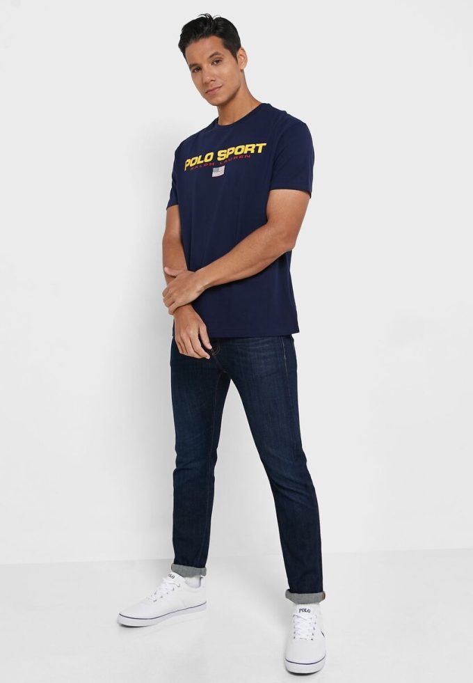 T-shirts ras du cou bleu marine avec logo Ralph Lauren pour homme