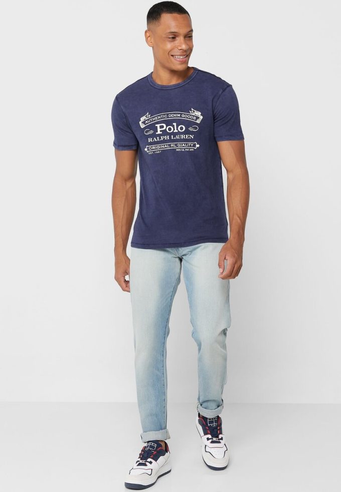 T-shirts ras du cou bleu marine avec logo Ralph Lauren pour homme