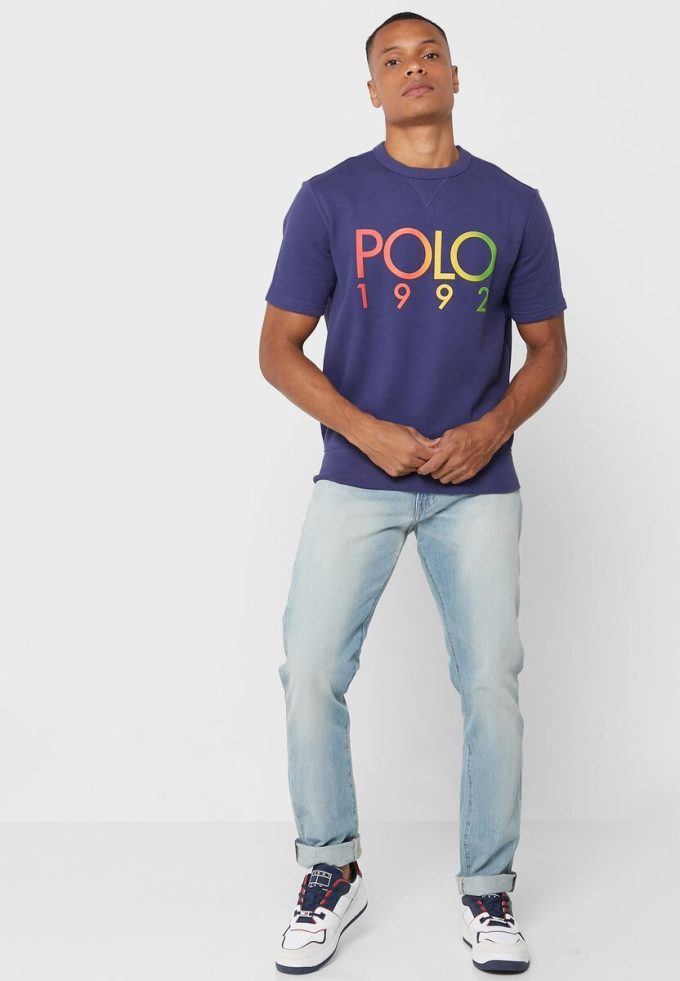 T-shirts ras du cou bleu marine avec logo Ralph Lauren pour homme