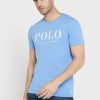 T-shirts ras du cou bleus avec logo Ralph Lauren pour hommes T-shirts ras du cou bleus avec logo Ralph Lauren pour hommes