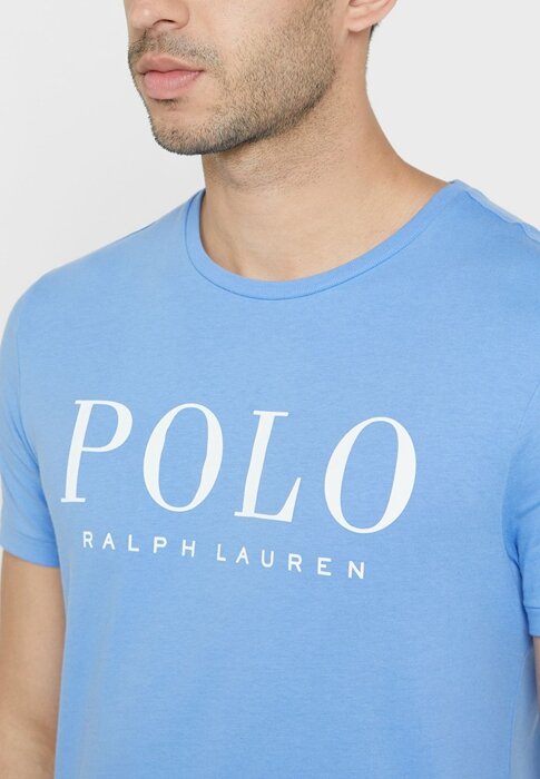 T-shirts ras du cou bleus avec logo Ralph Lauren pour hommes T-shirts ras du cou bleus avec logo Ralph Lauren pour hommes