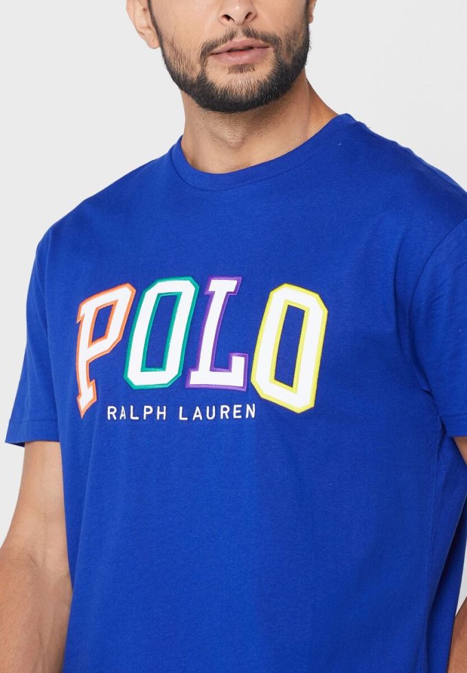T-shirts ras du cou bleus avec logo Ralph Lauren pour hommes
