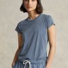 T-shirts ras du cou bleus en coton biologique Ralph Lauren pour femme T-shirts ras du cou bleus en coton biologique Ralph Lauren pour femme