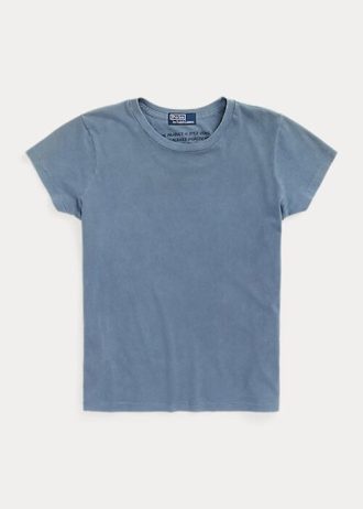 T-shirts ras du cou bleus en coton biologique Ralph Lauren pour femme