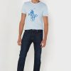 T-shirts ras du cou bleus imprimés Ralph Lauren pour hommes