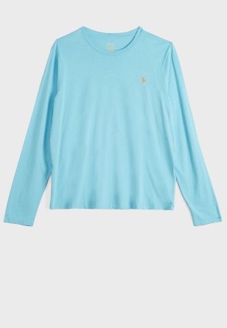 T-shirts ras du cou bleus Ralph Lauren pour femmes