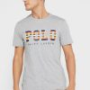 T-shirts ras du cou gris avec logo Ralph Lauren pour homme