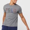 T-shirts ras du cou gris avec logo Ralph Lauren pour homme