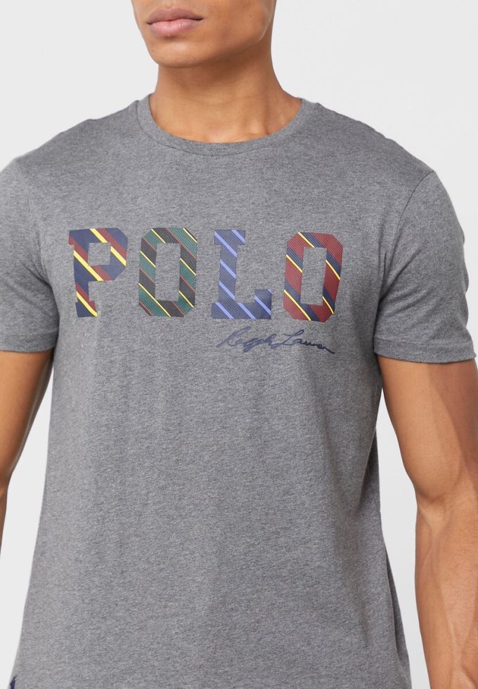 T-shirts ras du cou gris avec logo Ralph Lauren pour homme