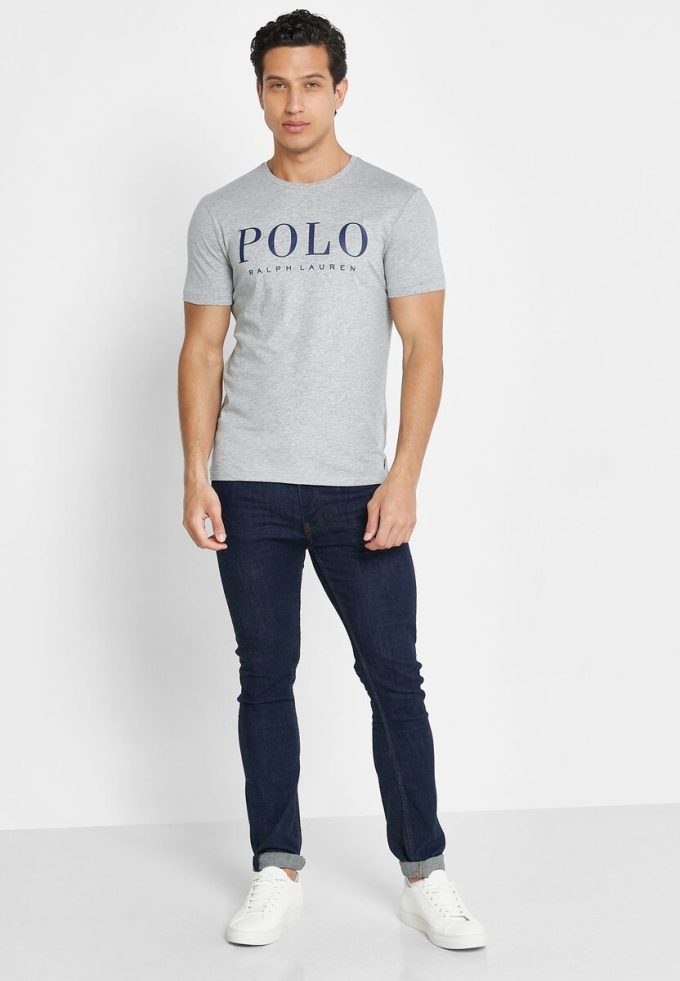 T-shirts ras du cou gris avec logo Ralph Lauren pour homme T-shirts ras du cou gris avec logo Ralph Lauren pour homme