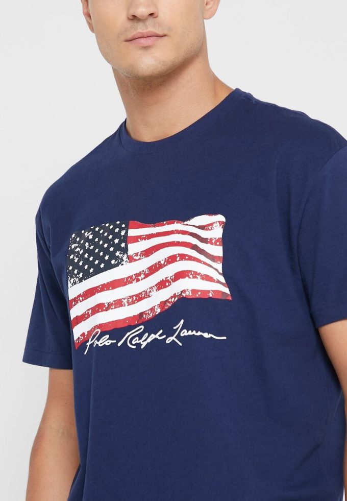T-shirts ras du cou imprimés bleu marine Ralph Lauren pour homme