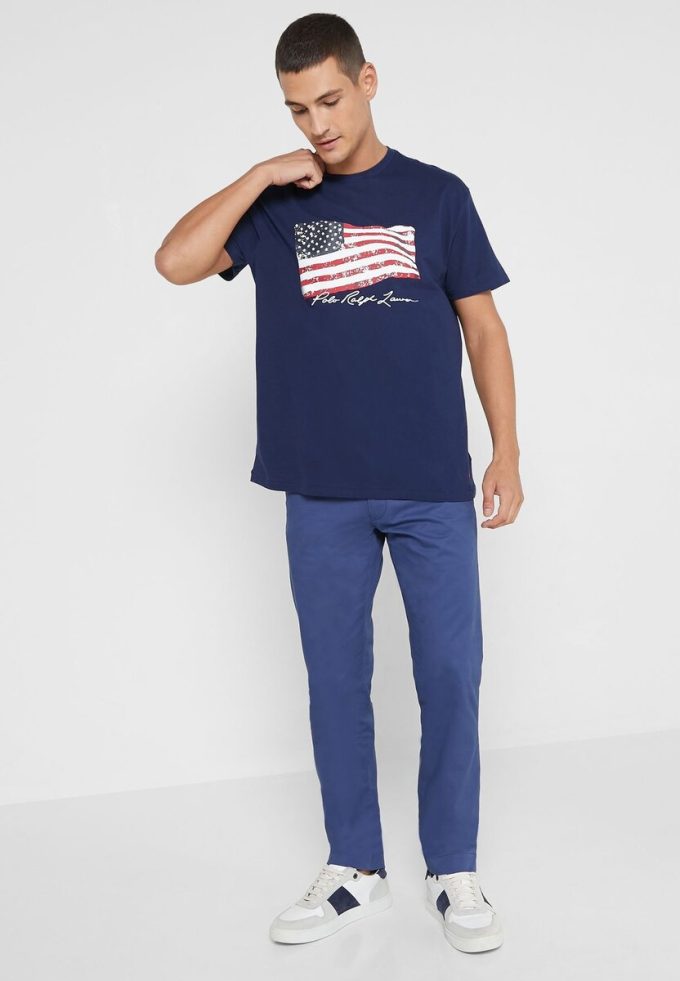 T-shirts ras du cou imprimés bleu marine Ralph Lauren pour homme