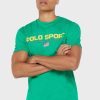 T-shirts verts à col ras du cou avec logo Ralph Lauren pour hommes T-shirts verts à col ras du cou avec logo Ralph Lauren pour hommes